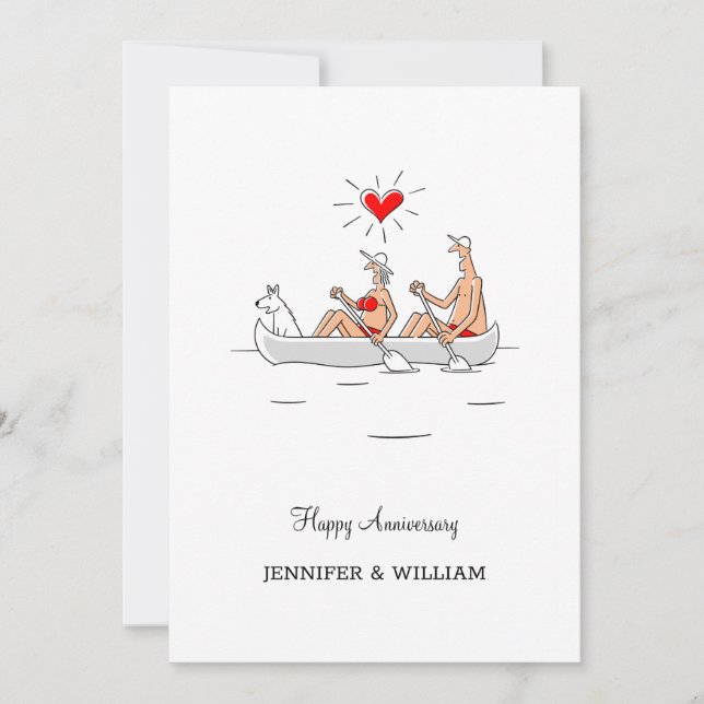 Wedding Anniversary Married Couple Heart Canoe (Front)