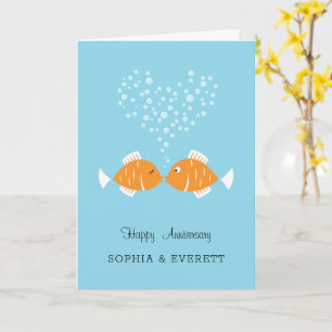Wedding Anniversary Married Couple Heart Fish Card