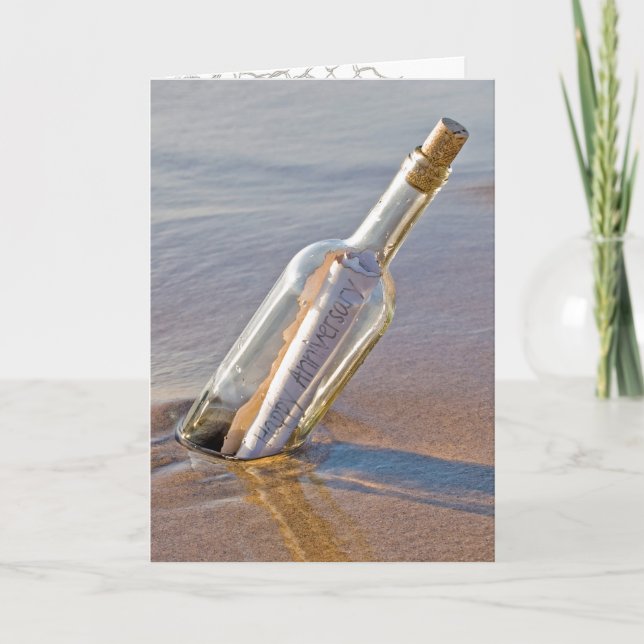 wedding anniversary message in a bottle card (Front)