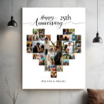 Wedding Anniversary Modern Heart Photo Collage Canvas Print<br><div class="desc">Celebrate your special anniversary with this personalised Heart Photo Collage Canvas Print, designed to showcase up to 29 of your cherished photos in a beautiful heart shape. Each photo slot can be easily customised with your own photos, creating a meaningful keepsake that tells your unique love story. Elegant calligraphy script...</div>