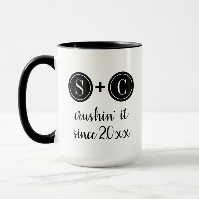 Wedding | Anniversary Monogram Initials Couple Mug (Left)