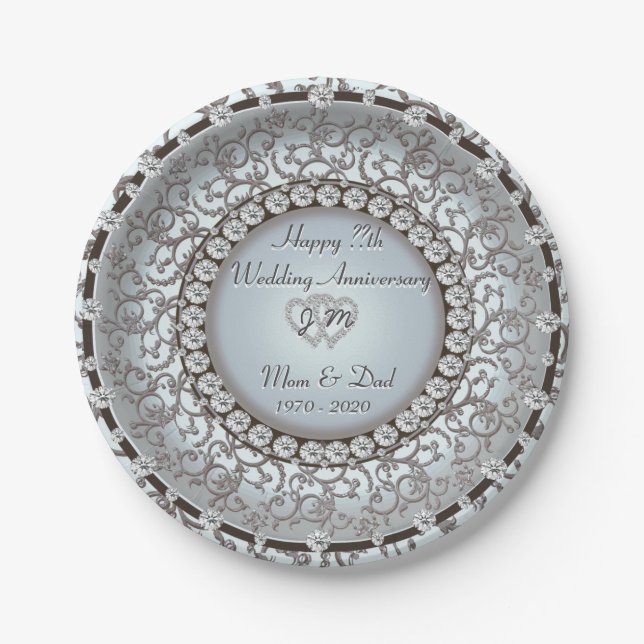 Wedding Anniversary Monogram Plate (Front)