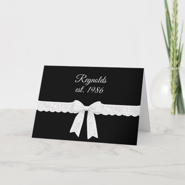 Wedding Anniversary Name and Year with White Bow Card (Front)