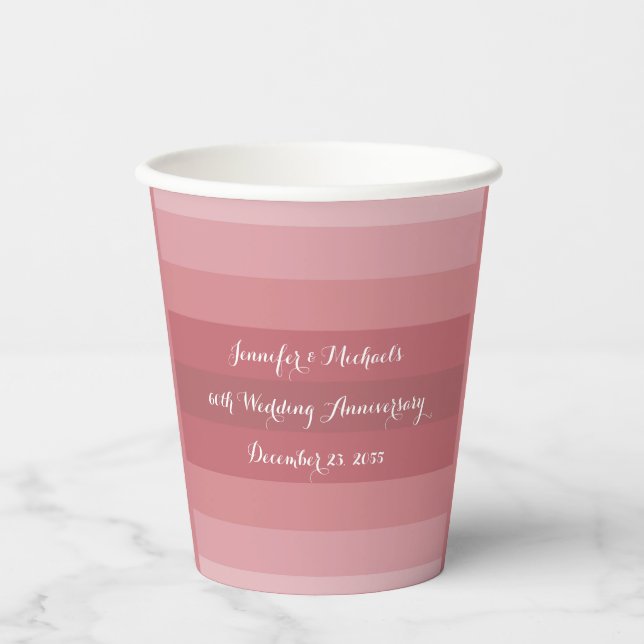 Wedding Anniversary Party Bridal Shower Dusty Rose Paper Cups (Front)