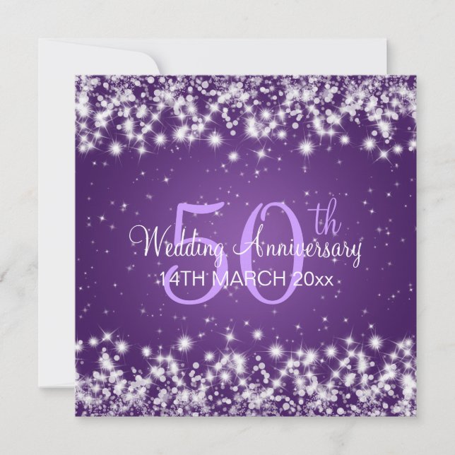 Wedding Anniversary Party Winter Sparkle Purple Invitation (Front)