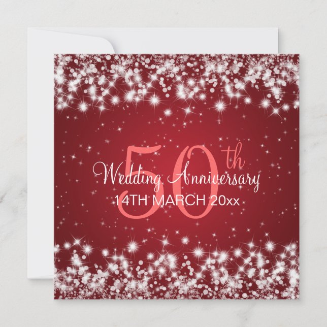 Wedding Anniversary Party Winter Sparkle Red Invitation (Front)