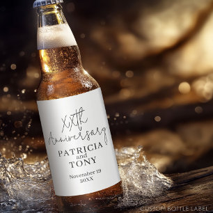 Wedding Anniversary Personalised BW Modern Beer Bottle Label