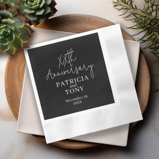 Wedding Anniversary Personalised BW Modern Napkin