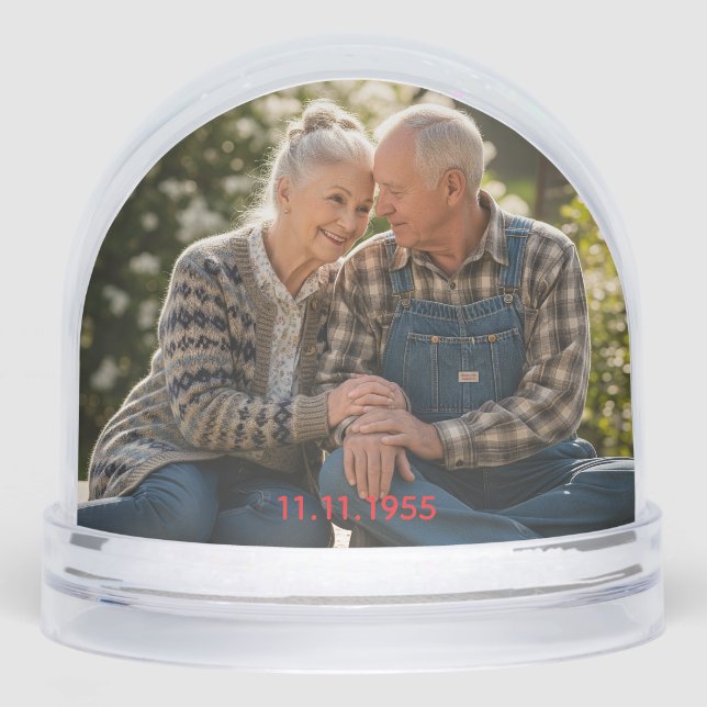 Wedding Anniversary & Personalised Double Photo Snowglobe (Front)