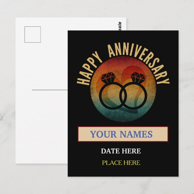 wedding anniversary personalised gift postcard (Front/Back)
