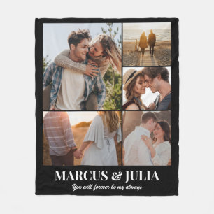 Wedding Anniversary Photo Collage 5 Pictures Fleece Blanket