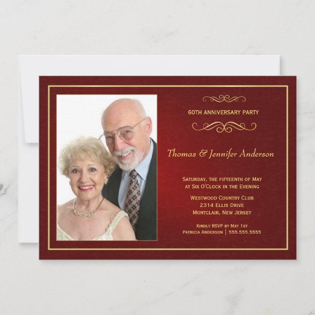Wedding Anniversary Photo Invitations - 60th (Front)