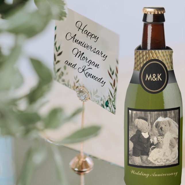 Wedding Anniversary Photo Mini Sparking Wine Bottle Cooler (Creator Uploaded)