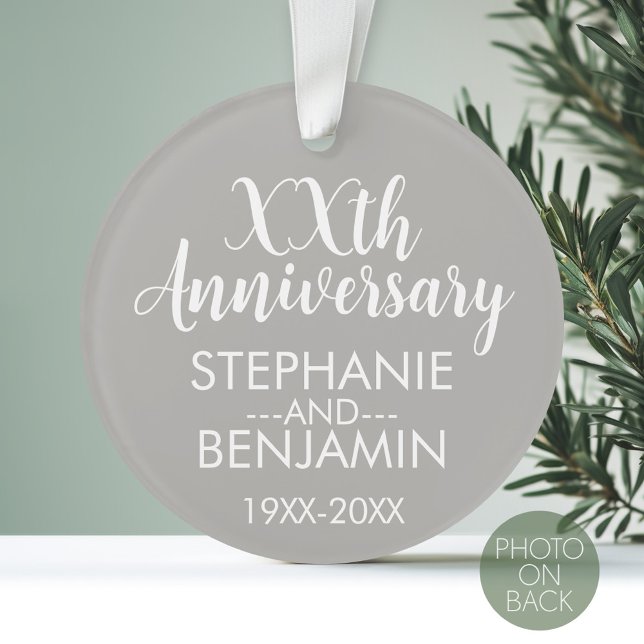 Wedding Anniversary - Photo on Back - Silver Ornament (Personalized Wedding Anniversary Photo Ornament)