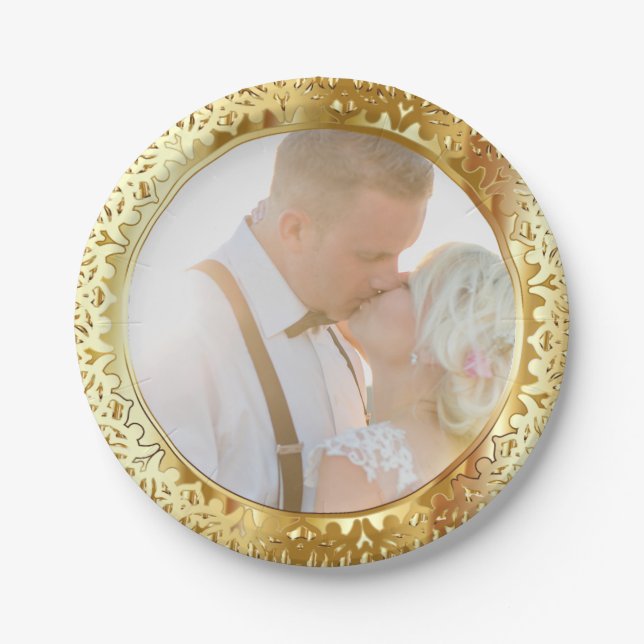 Wedding Anniversary PHOTO Paper Plates (Front)