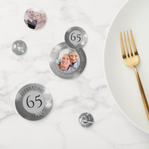 Wedding Anniversary Photo Silver Custom Confetti