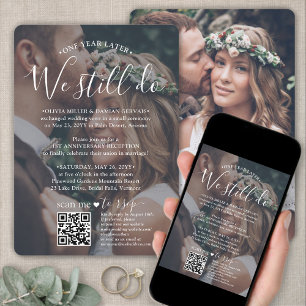 Wedding Anniversary QR RSVP We Still Do 2 Photo Invitation