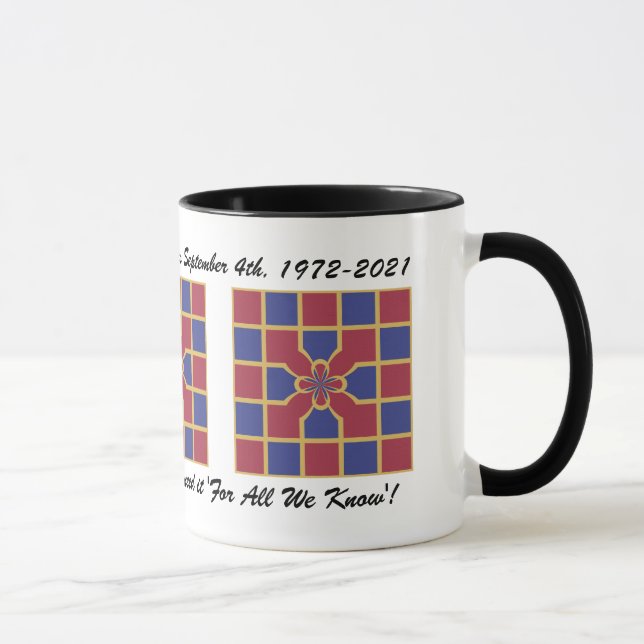 Wedding Anniversary Red Navy Geometric With Name M Mug (Right)