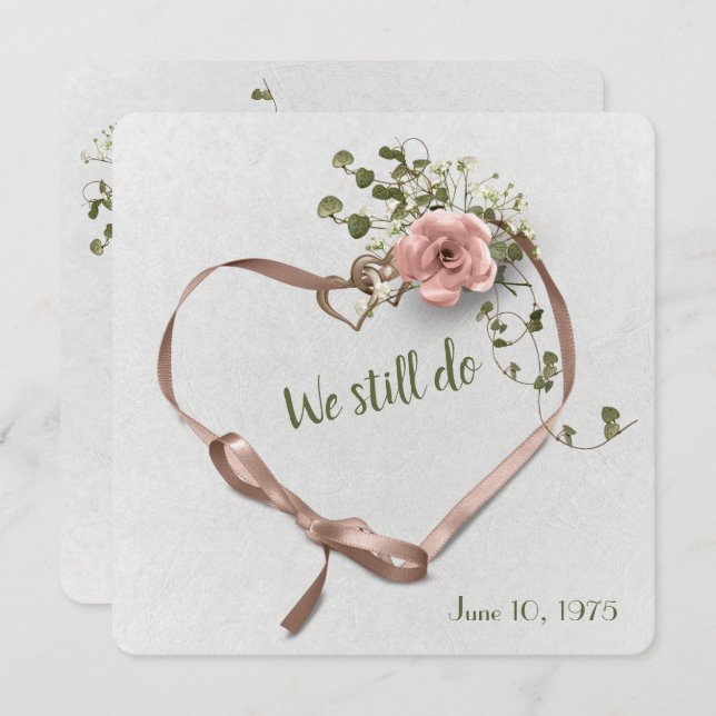 wedding anniversary rose and ivy invite (Front/Back)