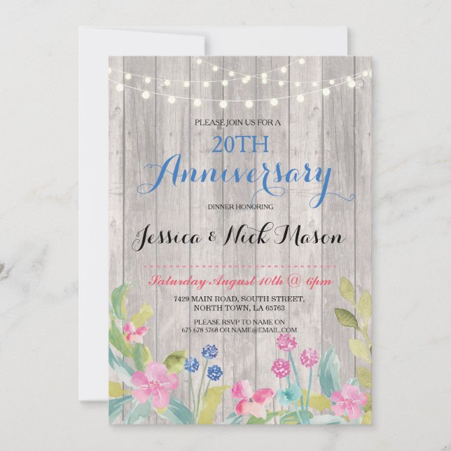 Wedding Anniversary Rustic Party Invitation (Front)