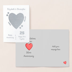 Wedding Anniversary Silver 25th 25 years Foil Card