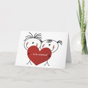 Wedding Anniversary Stick Figure Couple With Heart Card