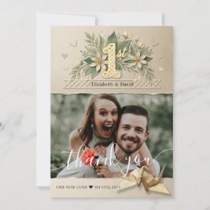 Wedding Anniversary Thank you Photo Couple Cranes Card