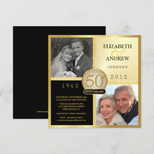 Wedding Anniversary Then & Now Photo Invitations