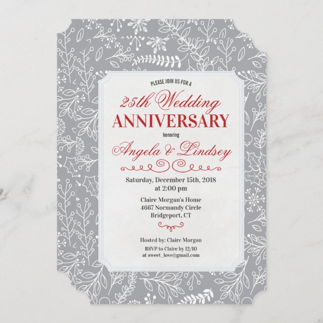Wedding Anniversary Winter Invitation (Front/Back)