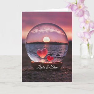 Wedding Anniversary with Custom Names Hearts Card