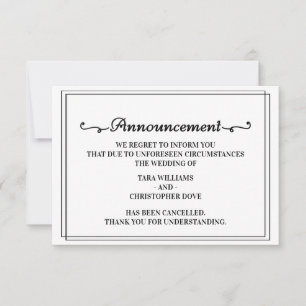Wedding Announcement Cancellation Cards