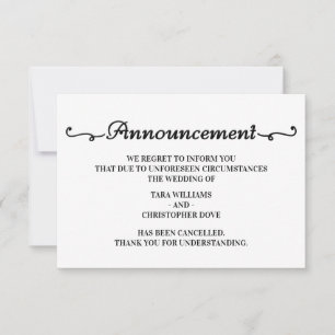 Wedding Announcement Cancellation Cards