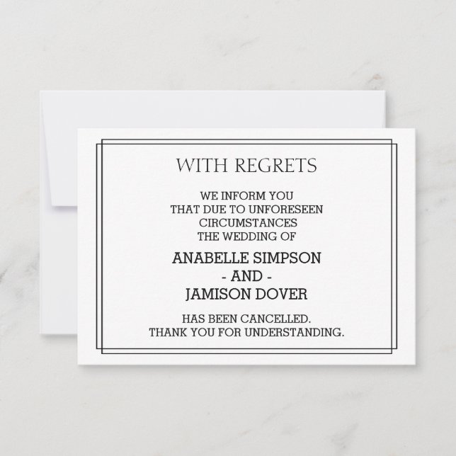 Wedding Announcement Cancellation Cards (Front)