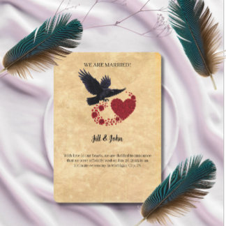Wedding Announcement Gothic Raven and Rose Heart