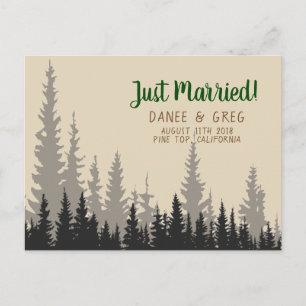 Wedding Announcement Just Married Mountain Trees Postcard