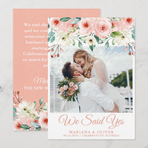 Wedding Announcement Peach White Floral