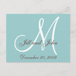 Wedding Announcement Postcard Robin Egg Blue Brown