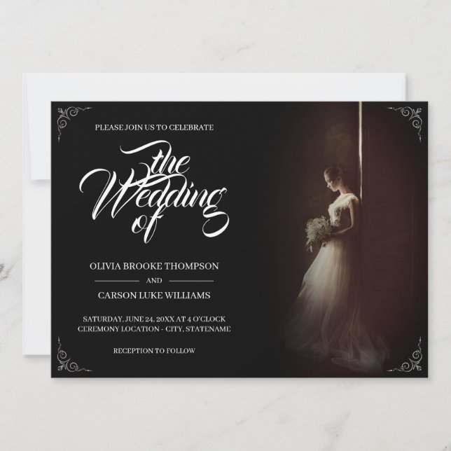Wedding announcement with standing bride - Classic (Front)