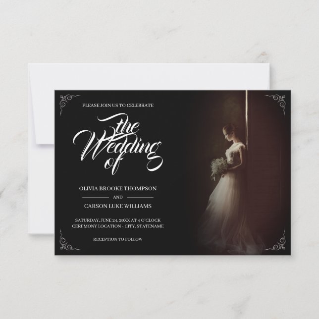 Wedding announcement with standing bride - Classic (Front)