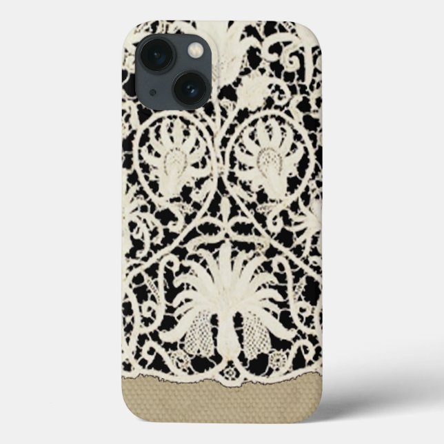 Wedding Antique Lace Linen White Classic Pretty Case-Mate iPhone Case (Back)