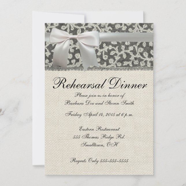 Wedding Antique Lace Linen White Classic Pretty Invitation (Front)