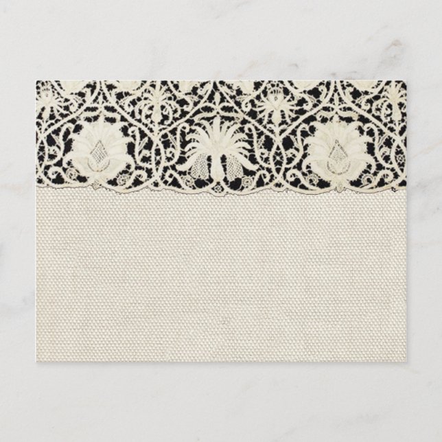 Wedding Antique Lace Linen White Classic Pretty Postcard (Front)