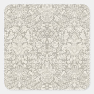 Wedding Antique Lace Linen White Classic Pretty Square Sticker