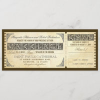 wedding antique ticket invitation & rsvp design