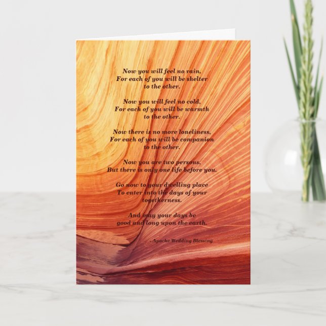 Wedding Apache Blessing Feel No Rain Inside v2 Card (Front)