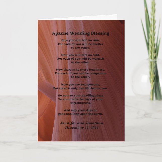 Wedding Apache Blessing Feel No Rain Inside v2 Card (Front)