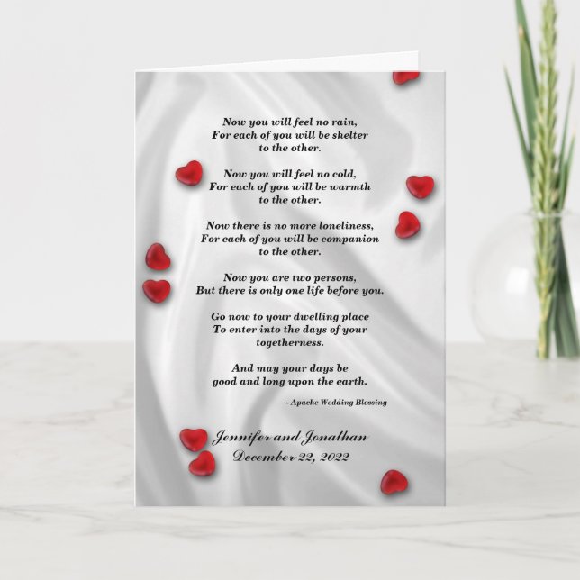 Wedding, Apache Blessing Now You Will Feel No Rain Card (Front)