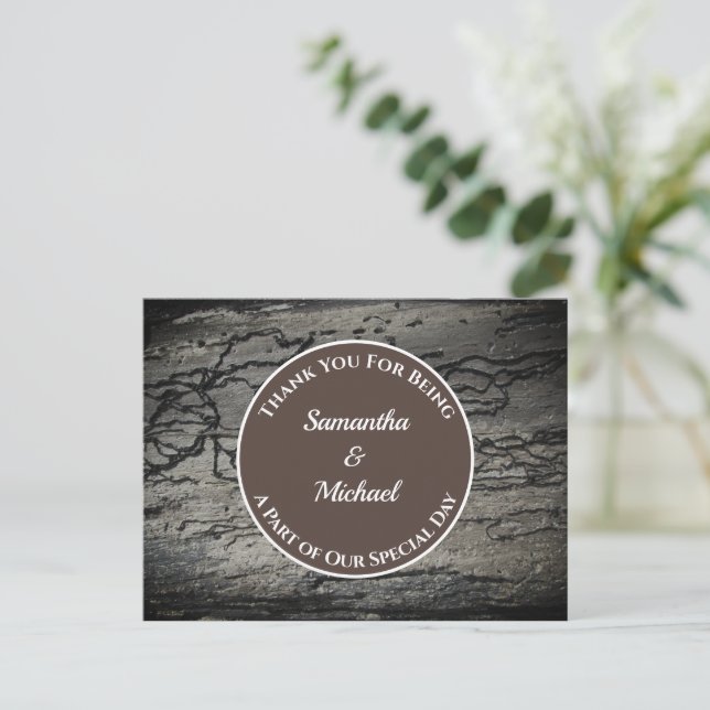 Wedding Appreciation Rustic Driftwood Thank You Postcard (Standing Front)