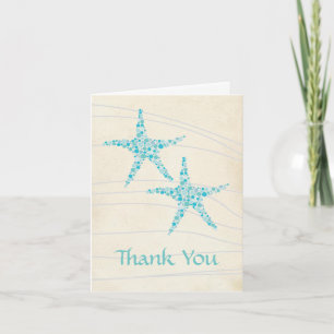 Wedding Aqua Turquoise Starfish Thank You Card
