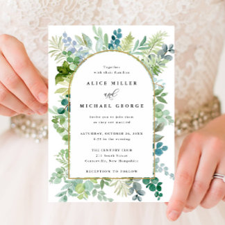 Wedding-Arch Frame Watercolor Greenery and Foliage Invitation